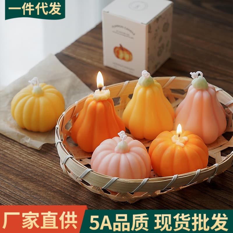Halloween Candle Pumpkin-Shaped Scented Ambiance Gift Handcrafted Simulated Candle Premium Aroma Candle