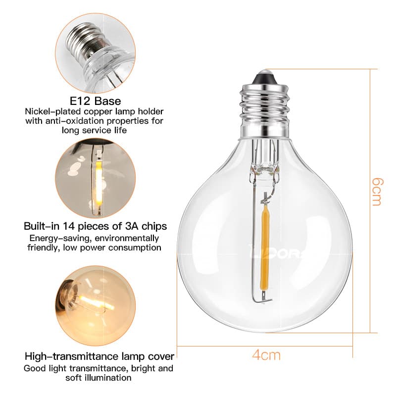 G40 Replacement Bulb 25W Only with Glass 5W E12 Outdoor Bulb