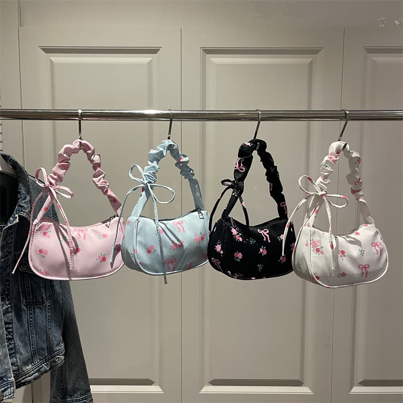 Casual Bag Women's 2026 New Cute Flower Shoulder Bag Korean Style Stylish Underarm Bag Retro Texture Handbag