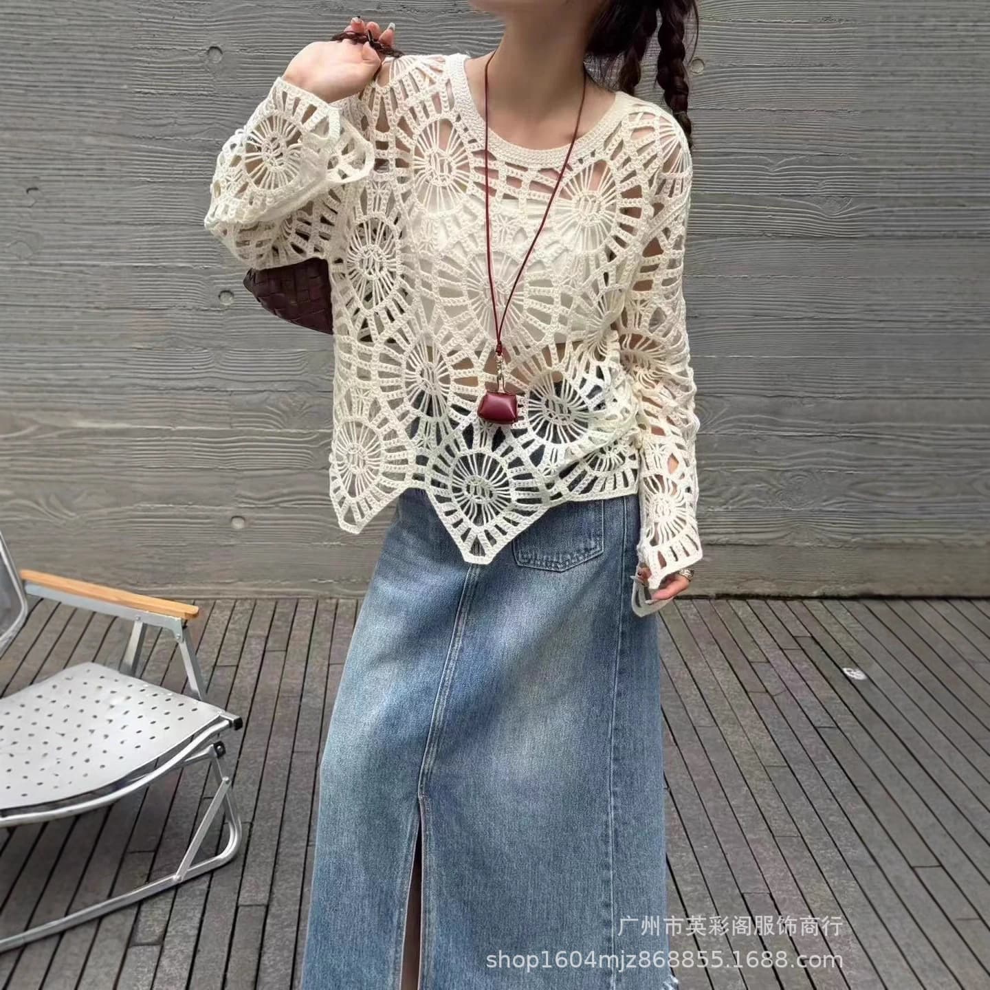 Women's Autumn Vintage Hollow Knit Sweater, New Lightweight and Breathable Loose Unique Versatile Top