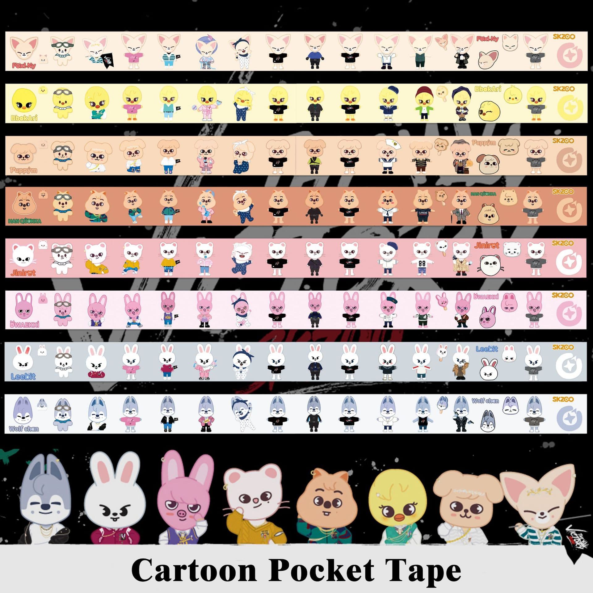 StrayKids Hyunjin Cartoon Character Washi Tape SKZ Cute Journal Stickers Scrapbook