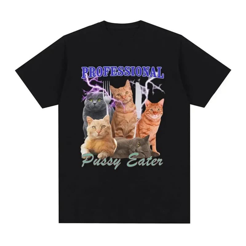 【European Cotton T】Professional Pussy Eater Funny Cat Lover T Shirt