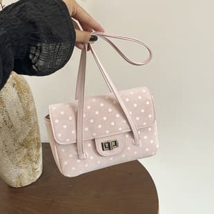 Polka Dot Lock 2026 Summer New Fashionable Single Shoulder Crossbody Tote Handheld Underarm Small Square Bag for Women