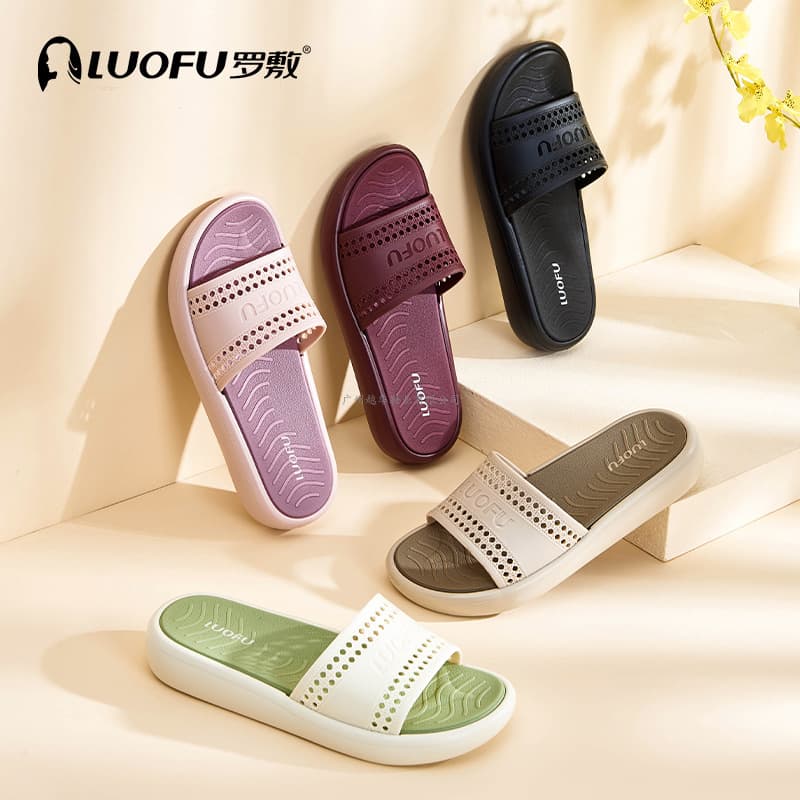 LUOFU 2026 slippers for women, thick-soled, non-slip, home indoor and outdoor wear, simple, fashionable, soft elastic bathing slippers