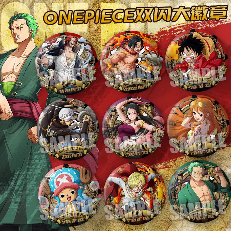 Double Flash Large Badge Robin Luffy Nami Anime Badge Pin