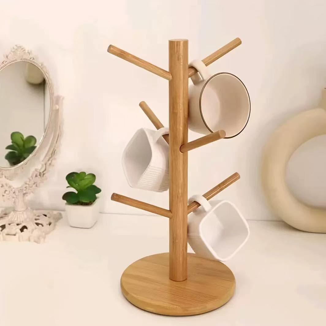 Bamboo water cup drain storage cup holder mug storage rack entrance key jewelry rack cross-border wholesale