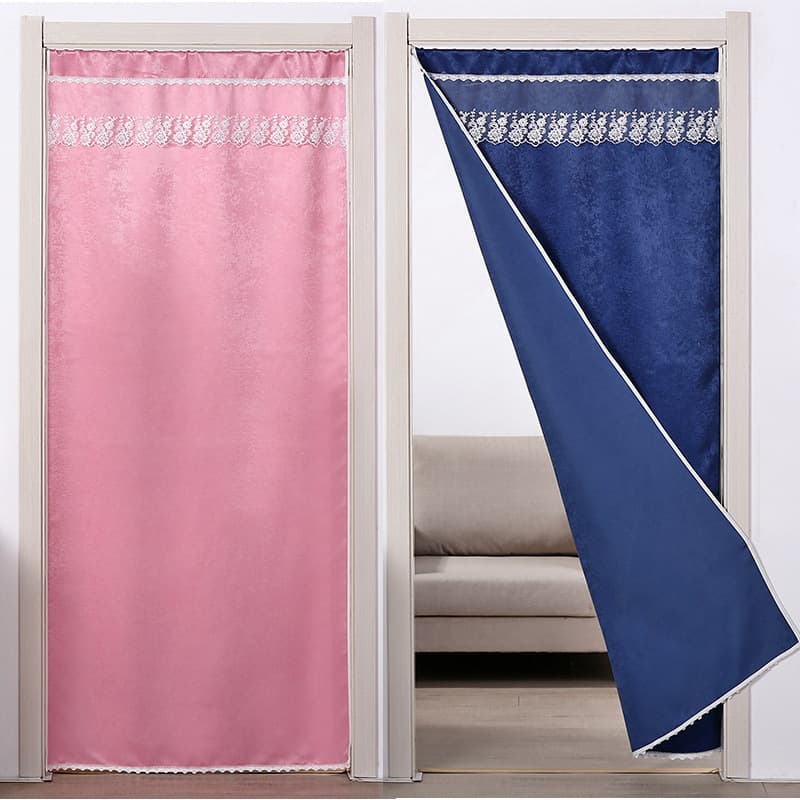 Fabric Door Curtain Light Blocking Partition Curtain for Home Air Conditioning Bedroom Bathroom Kitchen Fitting Room No-Drill Curtain Decoration
