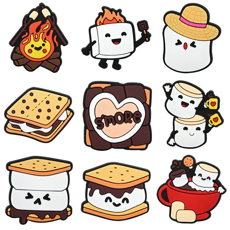 Cute Marshmallow S'more Soft Rubber Shoe Charms PVC Croc Accessories Decorative Buckle DIY Shoe Clips Shoe Accessories In Stock