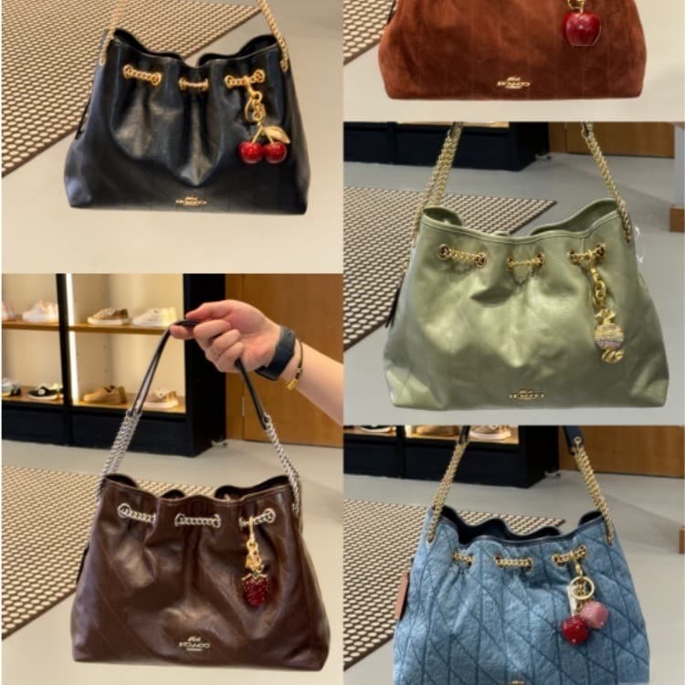 Koujia's new women's bag Evelyn garbage bag quilted fragrance one-shoulder drawstring pleated hand-held cross-body tote bag