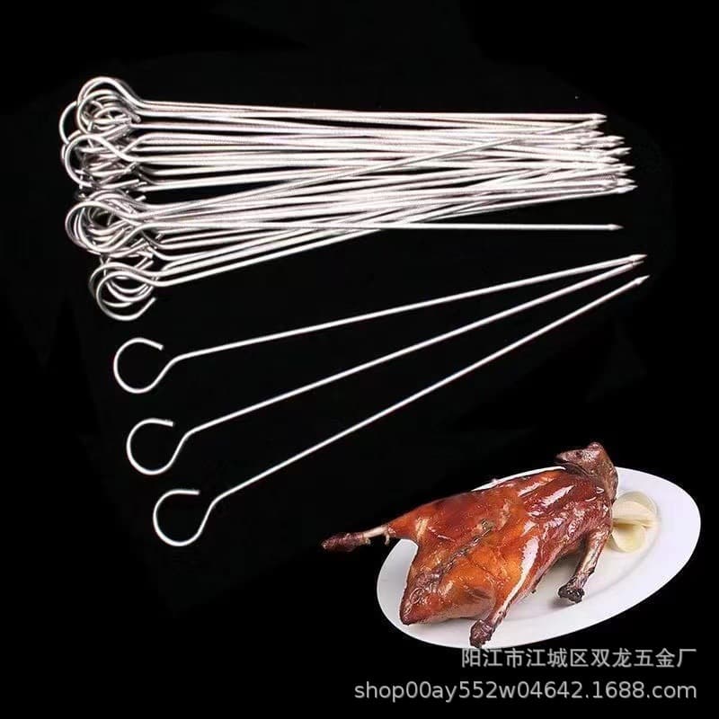 Stainless Steel Flat and Round Skewers Roast Goose Needle BBQ Tool Grilling Skewers Stainless Steel BBQ Sticks Factory Wholesale