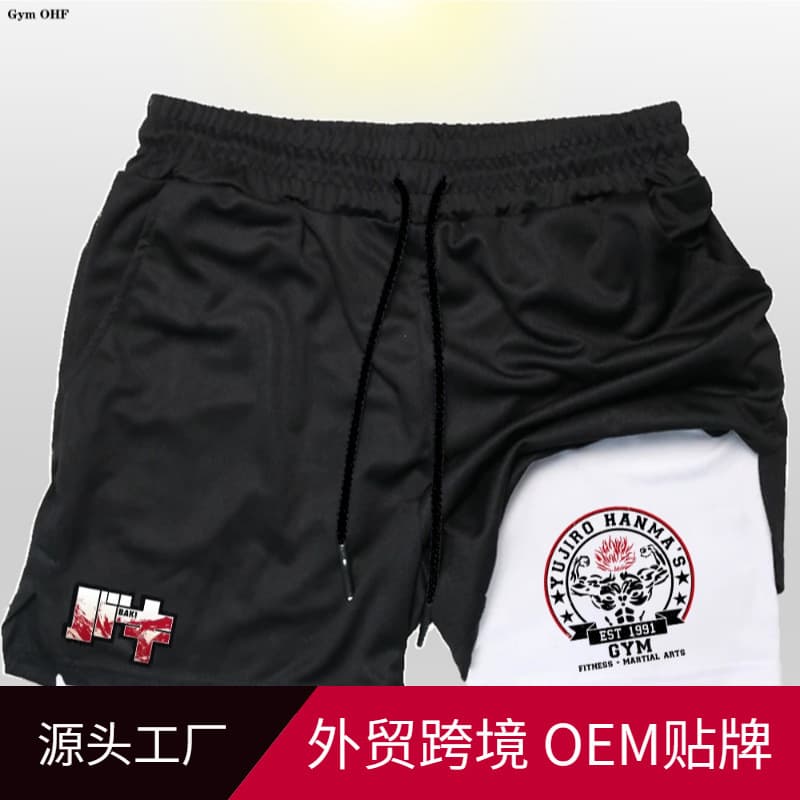 Best-selling Champion Gym Men's 2-in-1 Double-Layer Shorts with 2D Print, Gym Fitness Jogging Training Quick-Dry