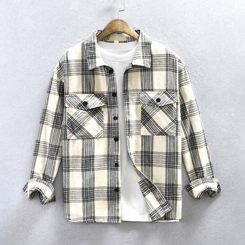 Z225 men's plaid casual shirt one-piece delivery