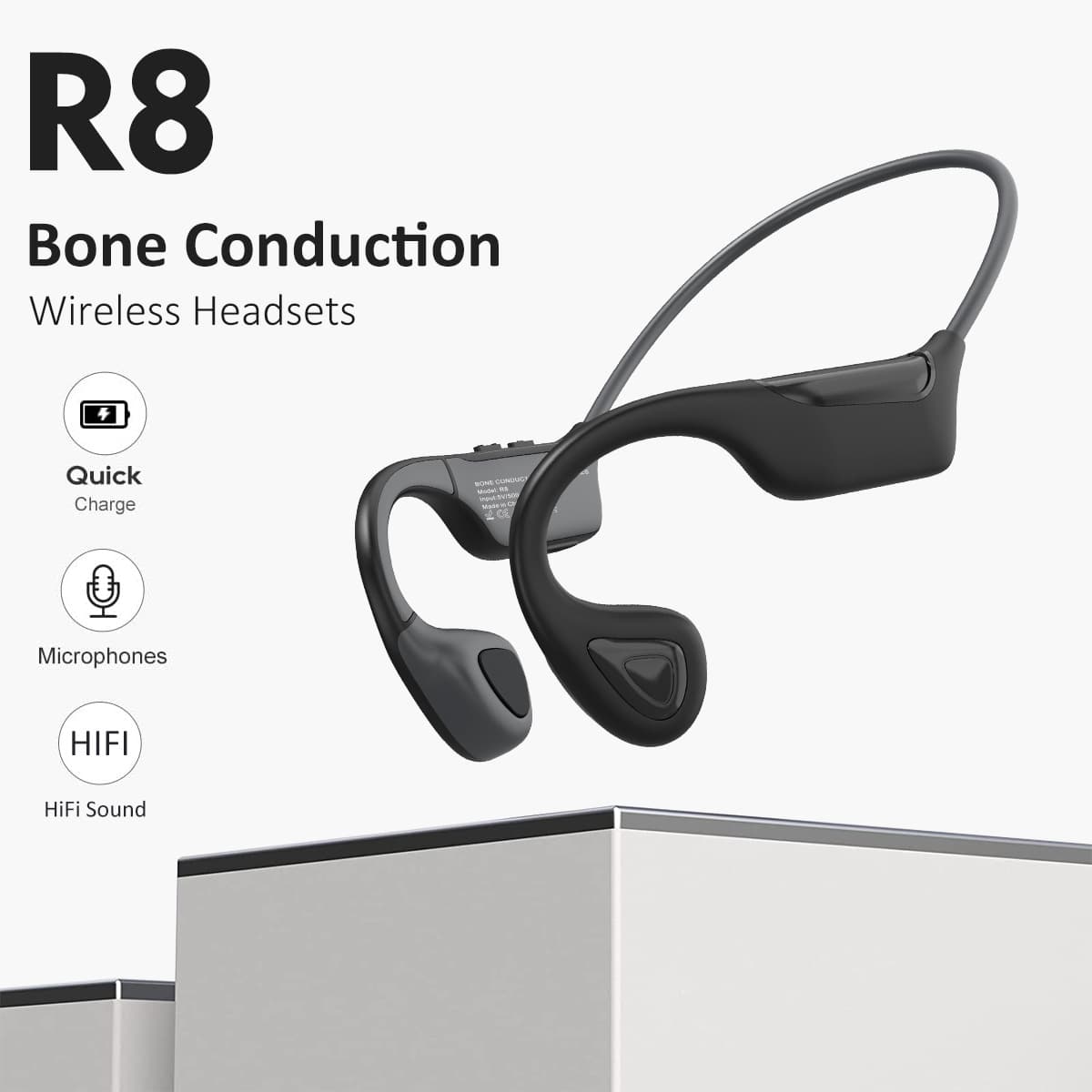 Cross-Border Bone Conduction Wireless Bluetooth Headphones, Open-Ear Design for Running, Cycling, and Sports