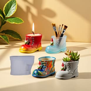 Yindian Work Boot Aromatherapy Cement Plaster Cup Mold DIY Resin Storage Cup Flower Pot Ornament Silicone Mold