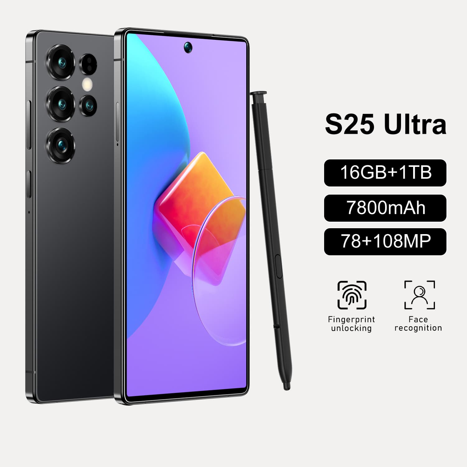 S25 Ultra hot 4G+64G cross-border smartphone 1:1 medium perforated extra large screen 6.75 inches 4G Android 10
