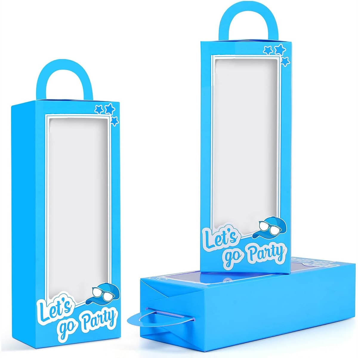Barbie Theme Gift Box Blue Transparent Window Handle Candy Box Children's Birthday Party Gift Box 12-Piece Set