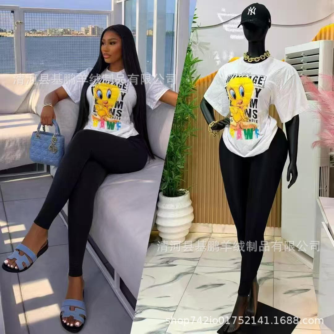2026 New Style Export Cross-Border High-Street Fashion Brand T-Shirt for Women, Printed Pure Cotton Short Sleeve, Embroidered Loose Half Sleeve, Wholesale
