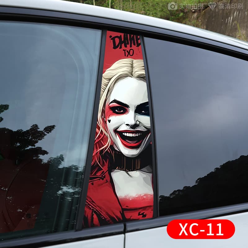 Amazon Cross-border Car Center Pillar Sticker Car Window B-Pillar Sticker Jinx Personalized Decorative Painted Clown Center Pillar