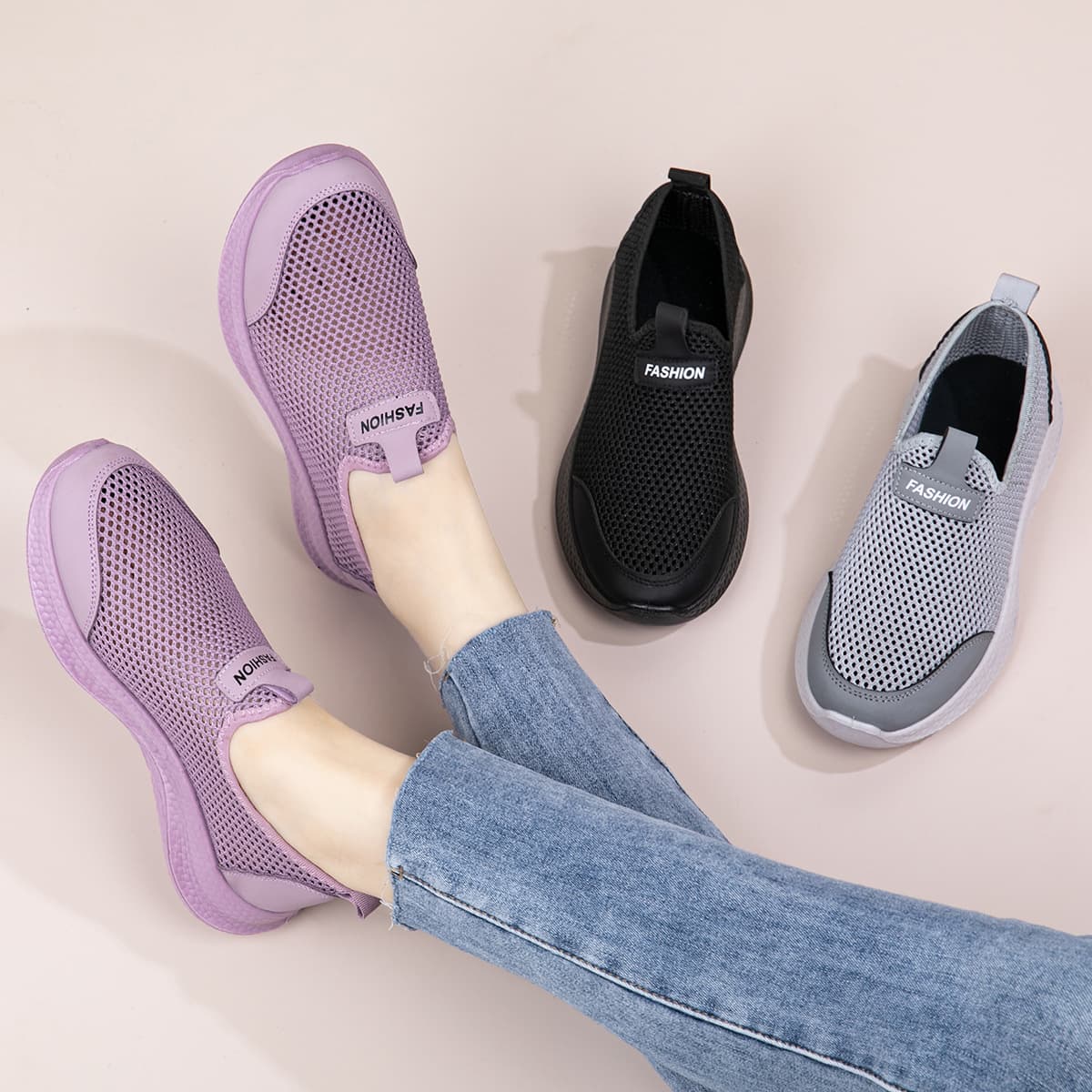 TikTok Dropshipping 2025 Summer Breathable Mesh Casual Shoes, Toe-Covered Lightweight Comfortable Old Beijing Cloth Shoes Women's Mesh Shoes