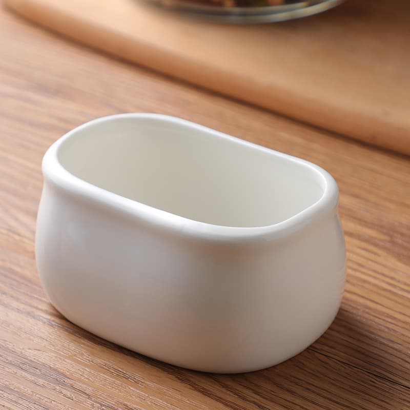 Ceramic sugar bowl, oval-shaped dish, sauce dish, bathtub bowl, hotel/Western restaurant sugar bowl, white porcelain salad dressing dish