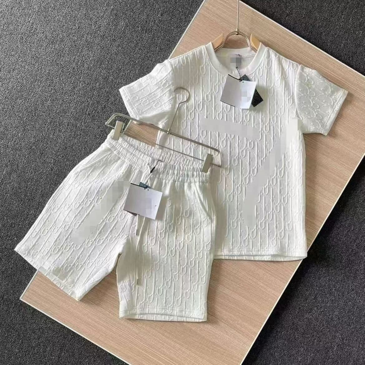 Original CD Letter IOR Dark Pattern Full Print Jacquard Logo Casual Set Short Sleeve Shorts