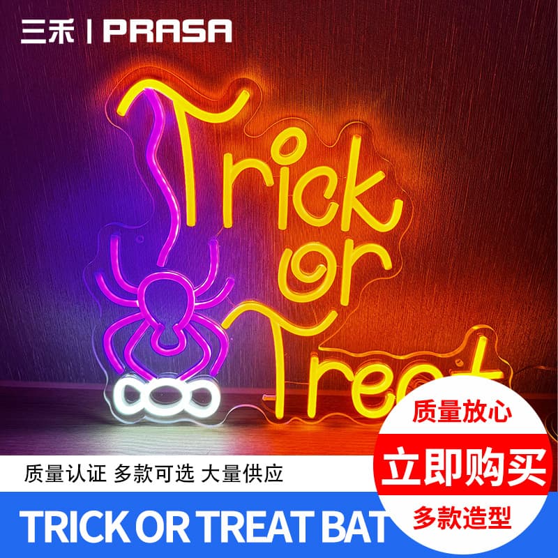 Trick or Treat Bat Halloween Letter Light Neon Sign Decoration