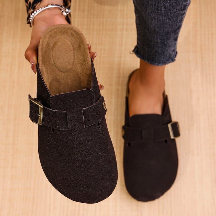 Leopard print thick-soled Birkenstock shoes for women 2024 spring and autumn new style lazy slip-on toe Birkenstock half slippers for outer wear