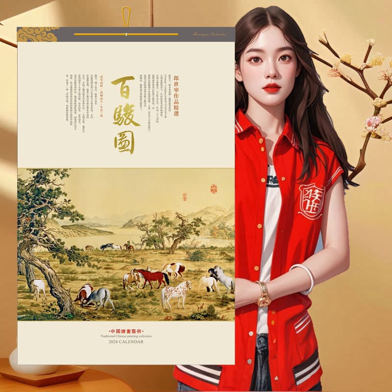 [Custom Recommendation] Hanging Calendar Printing 2026 Year of the Horse, Custom Advertising Monthly Calendar Wholesale, Household Paper Wall Hanging