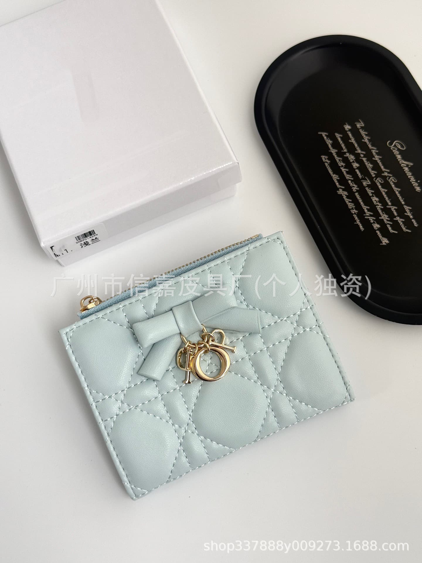 2026 New Diamond Pattern Genuine Leather Women's Bow Wallet Premium Single-Fold Card Case Fashion Coin Purse
