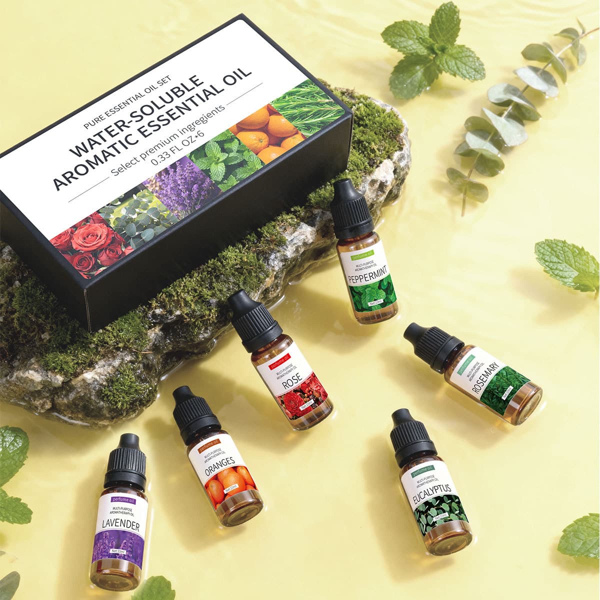 Water-Soluble Aromatherapy Essential Oil for Humidifiers, Indoor Long-Lasting Moisturizing Diffuser, 10ml *6 Set