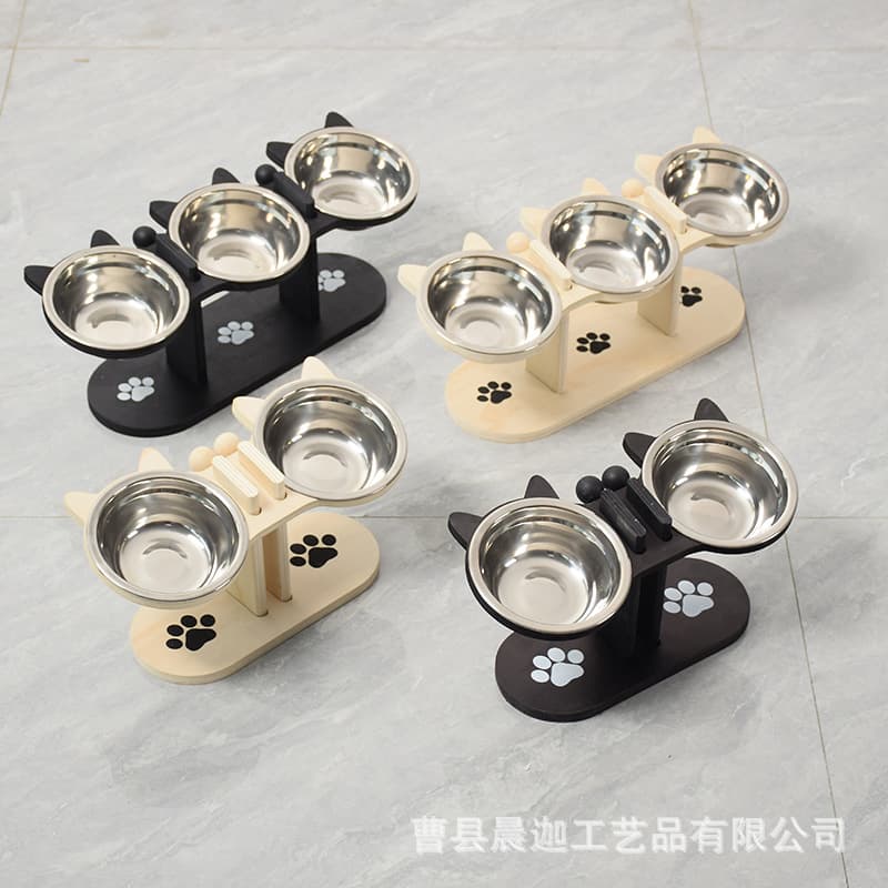 Spot wooden pet bowl rack, neck guard, pet food bowl, dog drinking rack, feeder, cat bowl rack, dining table