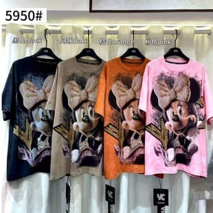 Cross-border Plus Size Trendy Women's 2026 Fall European Style Short-Sleeve T-Shirt, Sweet Cartoon Rhinestone Design, European and American Style
