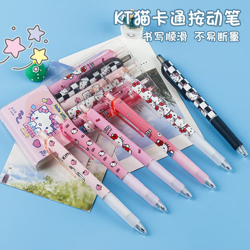 Kuromi Hello Kitty cartoon students easy to write quick-drying press pen ins neutral black pen 0.5 brush question pen wholesale