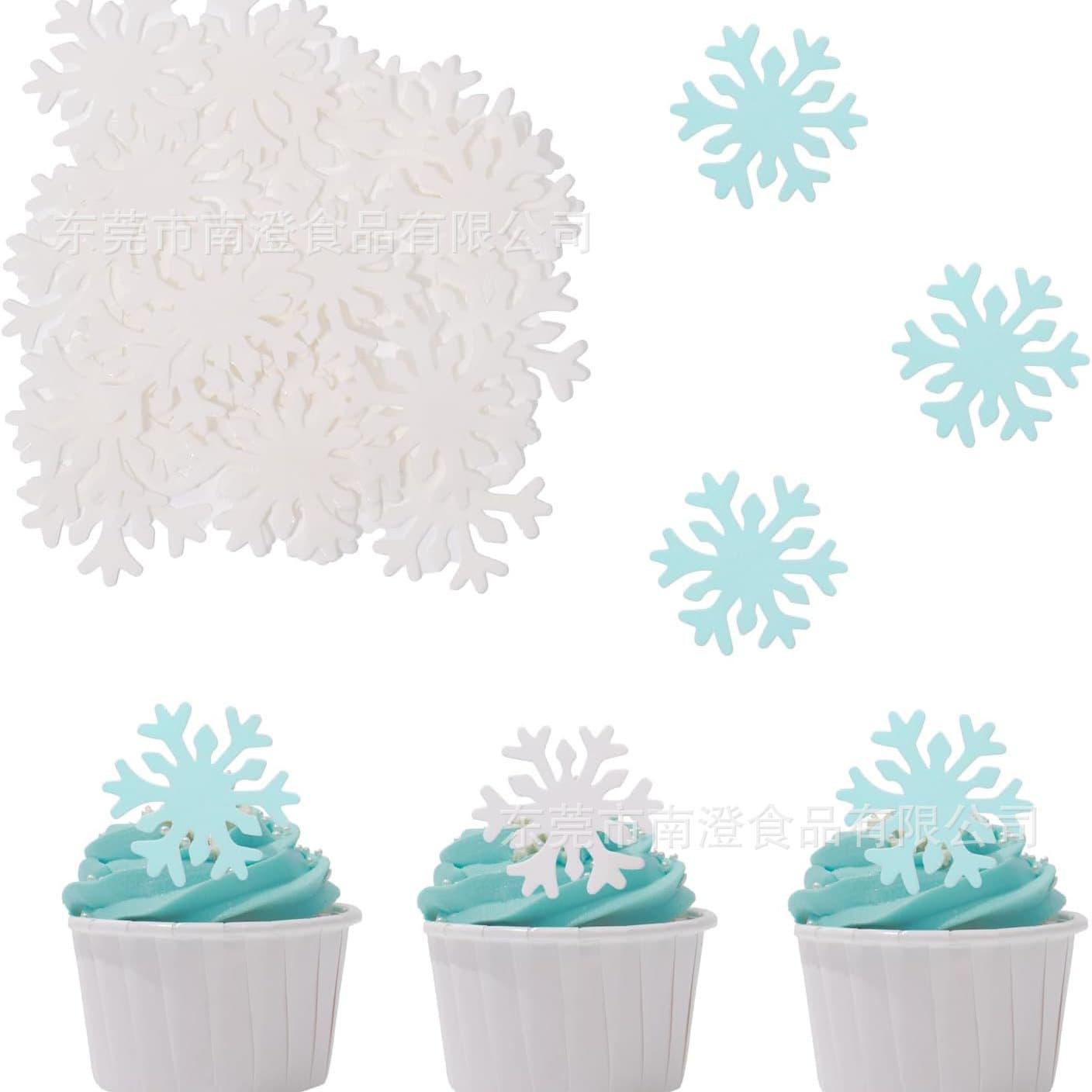 AliExpress Best-Selling Edible Snowflake Rice Paper for Cake Decoration Cross-Border Snowflake Wafer Paper Dessert Decor