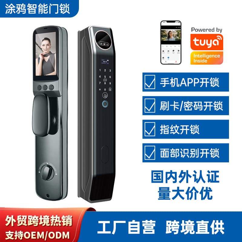 Tuya Smart Door Lock, Home Entry Automatic Lock, Face Recognition, Digital Password, Remote Control Electronic Lock