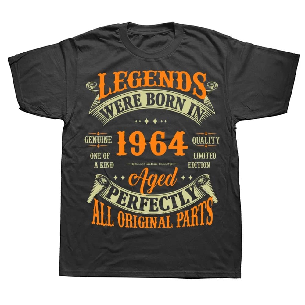 59 Years Old T-Shirts Novelty Legends Born in 1964 Streetwear Style Short Sleeve Round Neck Cotton Cartoon Print Casual Top