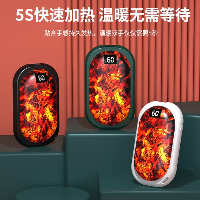 2024 Cross-border New Charging Hand Warmer USB Mini Portable Flame Explosion-proof Digital Display Hand Warmer