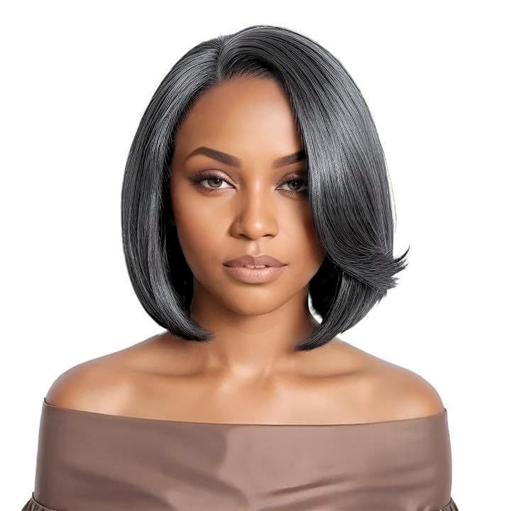 Short Bob Straight Partial Dark Gray Women's Short Hair Bob Wig Lightweight Headgear Wholesale Factory