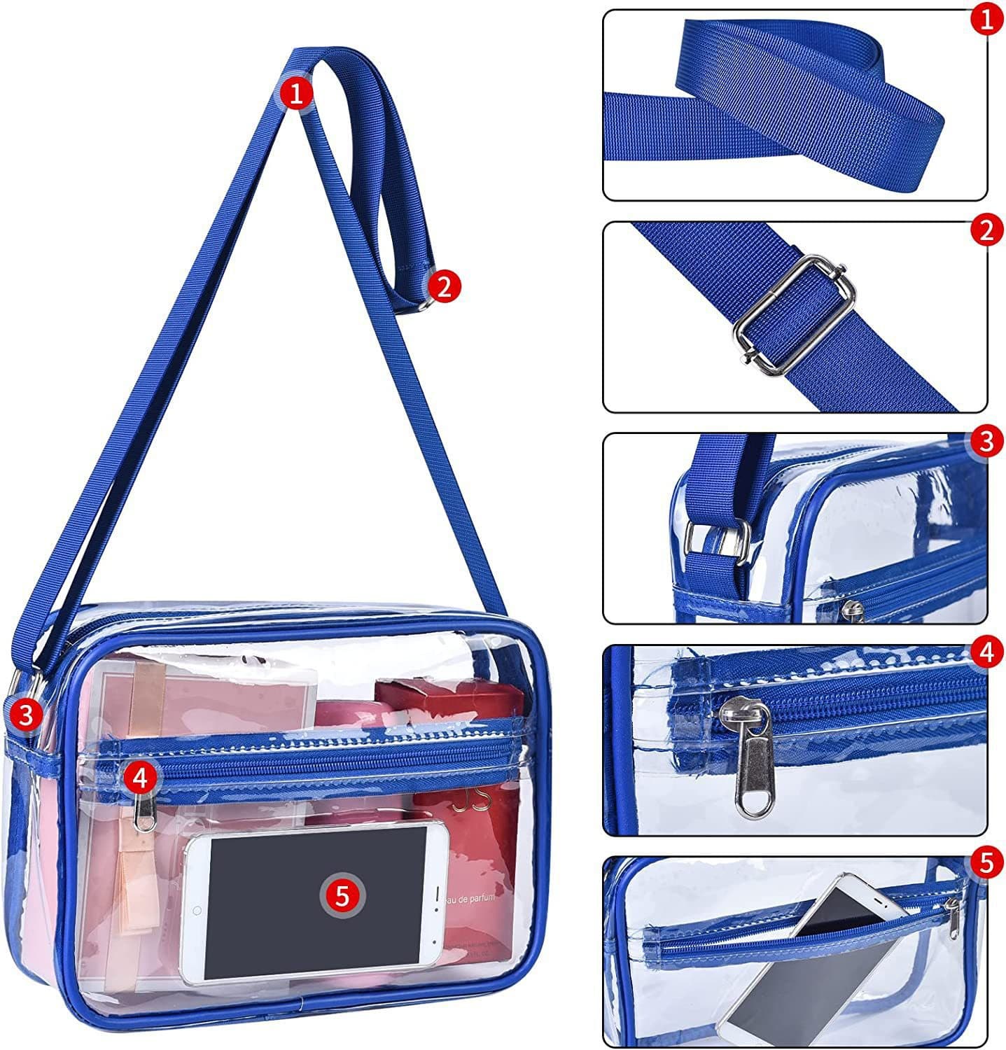 Cross-border Korean-style Unisex Waterproof Storage Chest Bag Phone Bag Fashionable Shoulder Waist PVC Transparent Crossbody Bag Sports Waist Bag