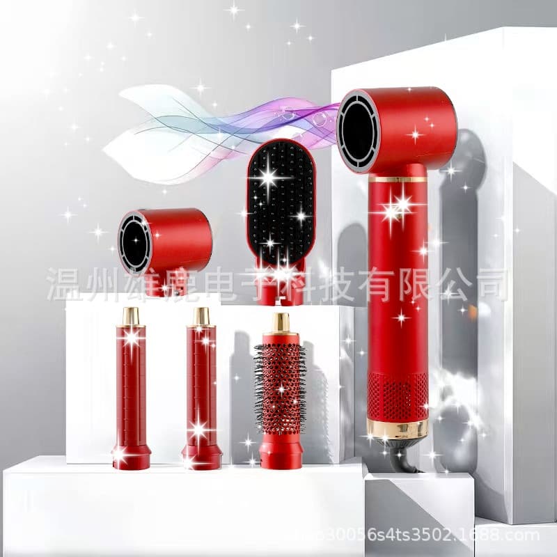Cross-Border Hot Selling Hot Air Brush Five-in-One Multifunctional Hair Dryer Straightening Self-Suction Curling Iron Multi-Head Hair Styling Brush