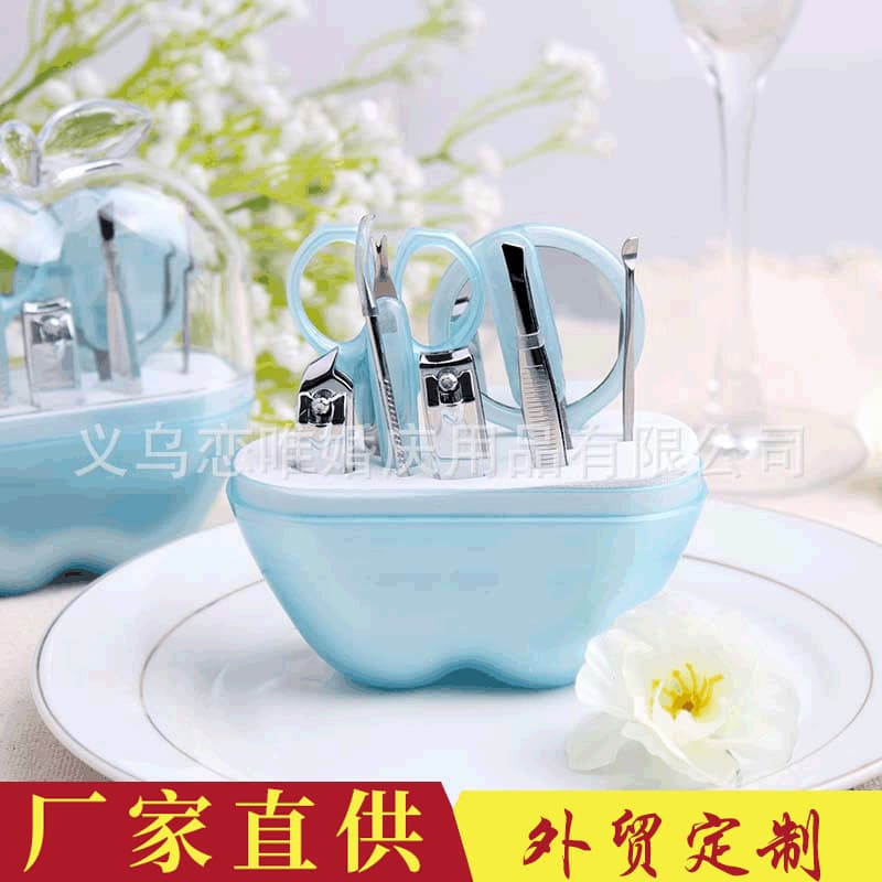 Nail Clipper Set Wedding Favors Stainless Steel Beauty Kit Apple-Shaped Grooming Set Promotional Event Gift Wholesale