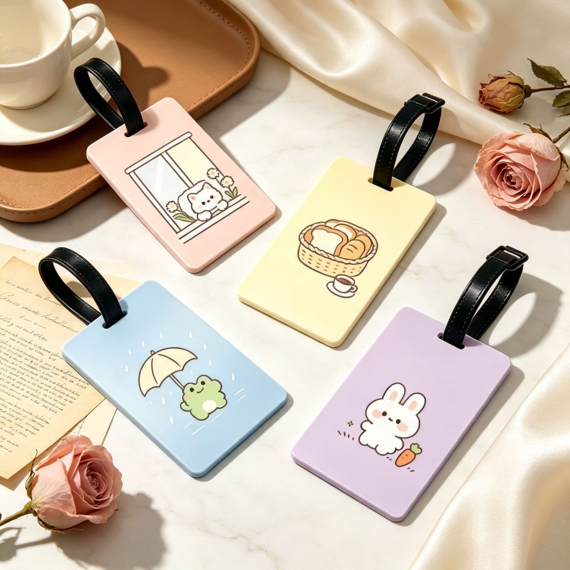 Cute Cartoon Pet PVC Luggage Tag Custom Simple Luggage Label for Kids Backpack Travel Suitcase ID Tag