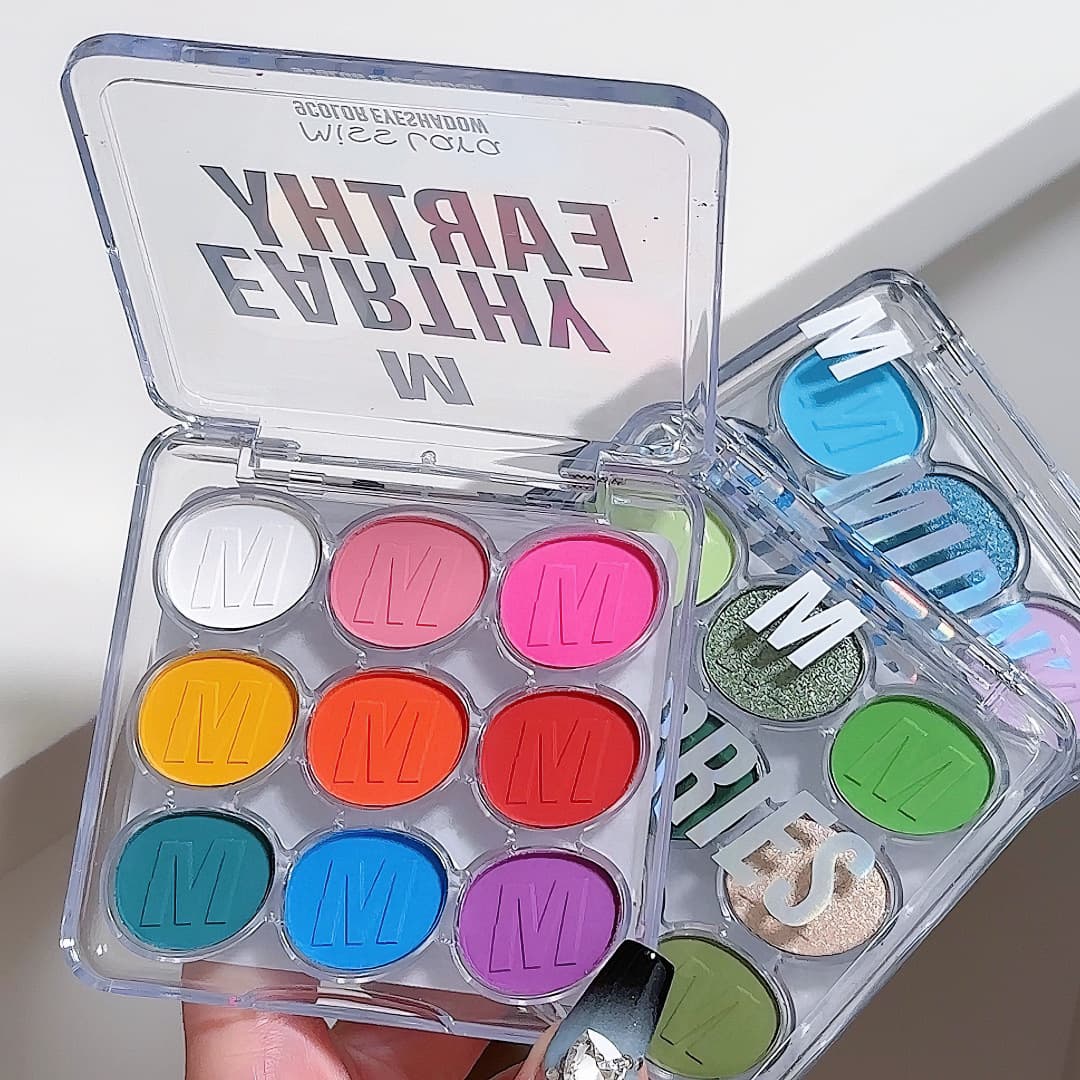 Miss Lara High-Quality 9-Color Eyeshadow Palette, Sparkling Shimmer Green, Fresh Stage Makeup, Pearl Eyeshadow