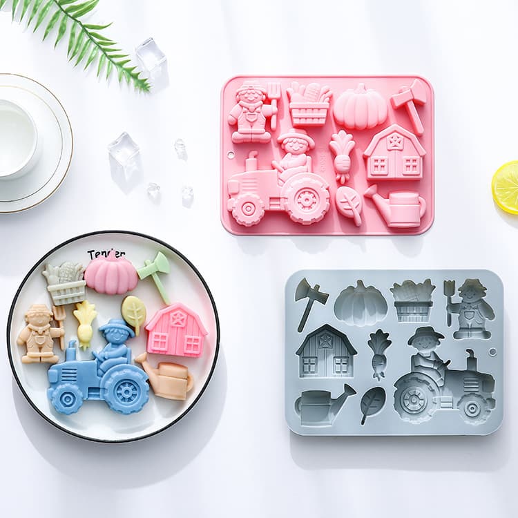 In Stock 9-Cavity Farm Theme Silicone Mold Baking Tool Cake Mold Ice Cube Resin Chocolate Mold