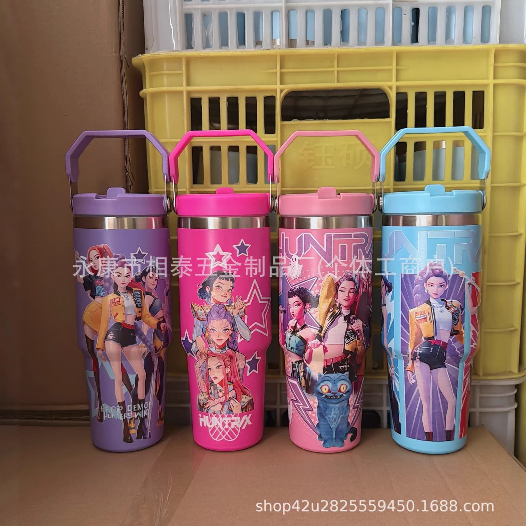 New Hunter Witch Team Water Bottle 30oz Portable Car Cup Ice Tumbler Vacuum Straw Cup 304 Stainless Steel Insulated Cup