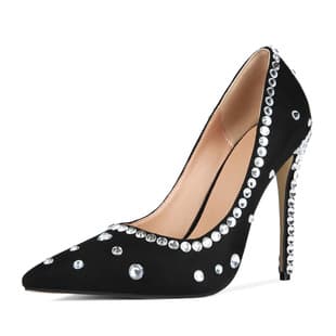European and American Cross-Border Black Rhinestone Pointed-Toe Stiletto Heels Sexy Banquet Fashion Plus Size Women's Shoes