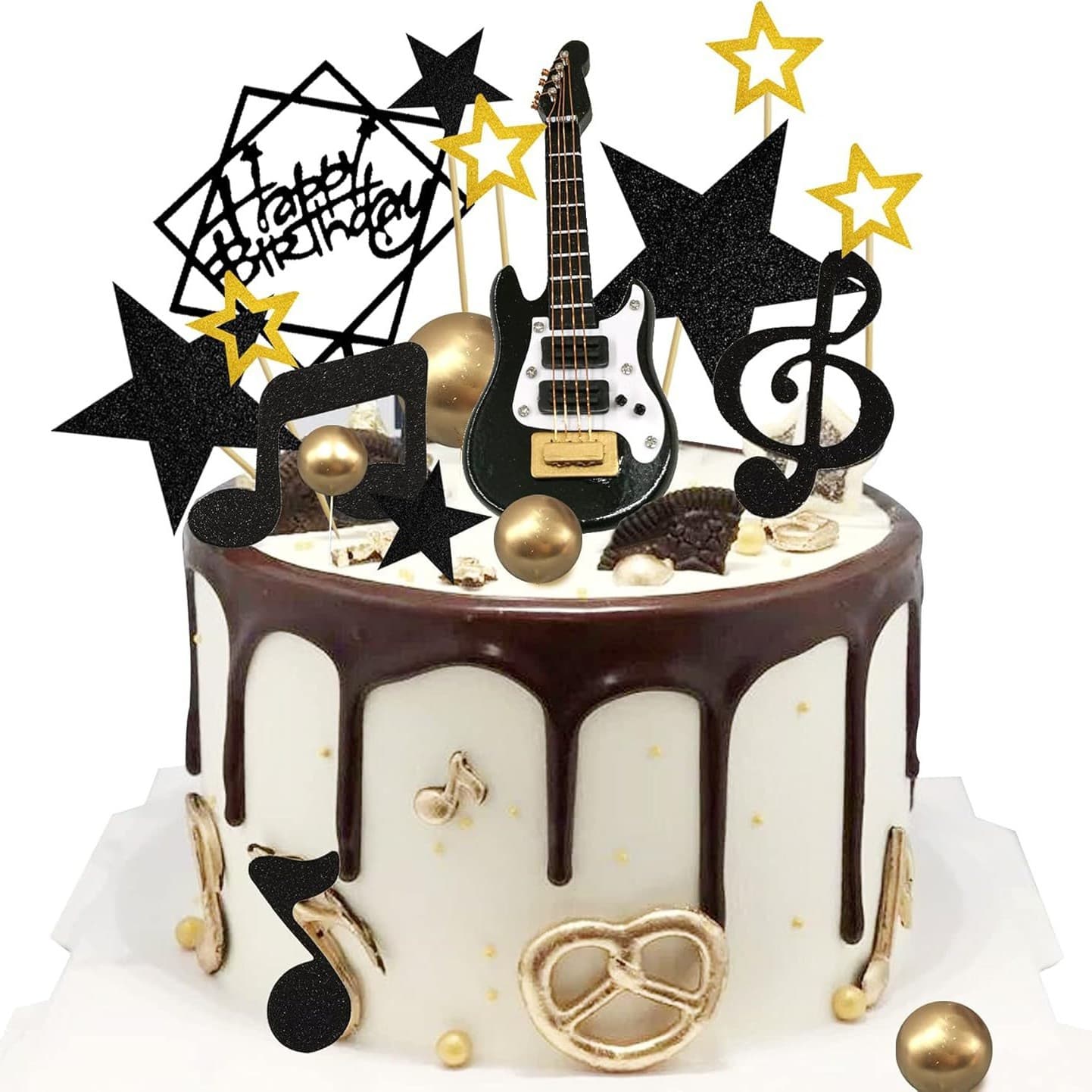 Guitar Cake Decoration Music Note Birthday Insert Guitar Model Musician Rock Theme Party
