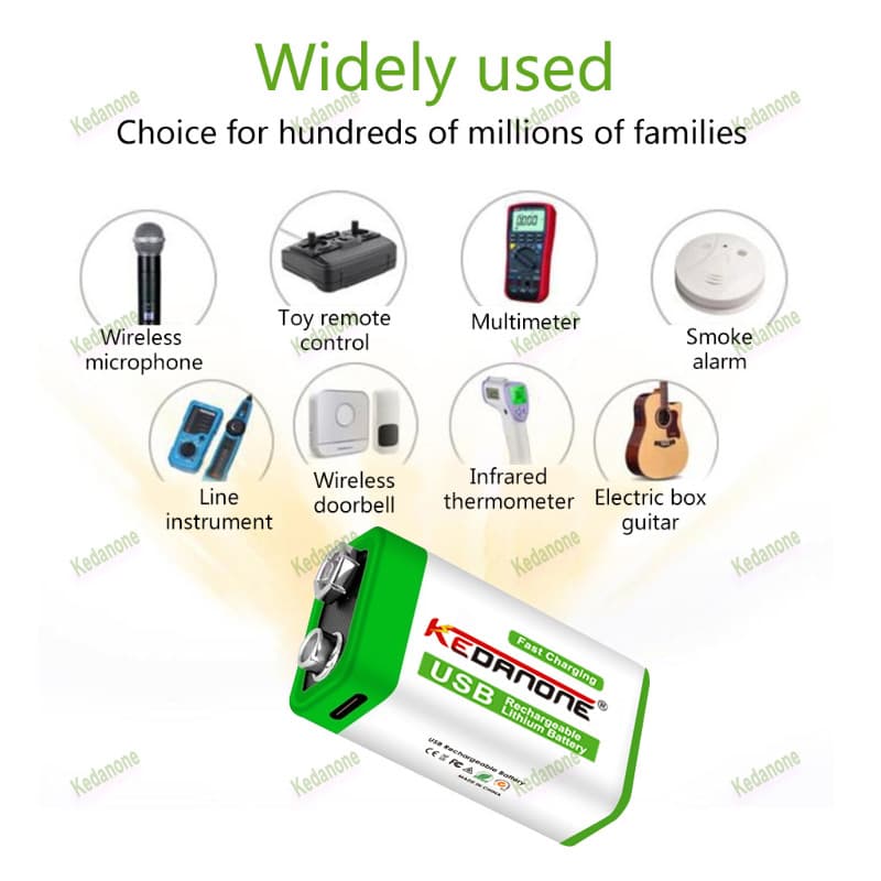 9V Rechargeable Battery 12800mAh Lithium Ion Rechargeable Battery Square Microphone Universal Standard Instrument No. 9 Battery
