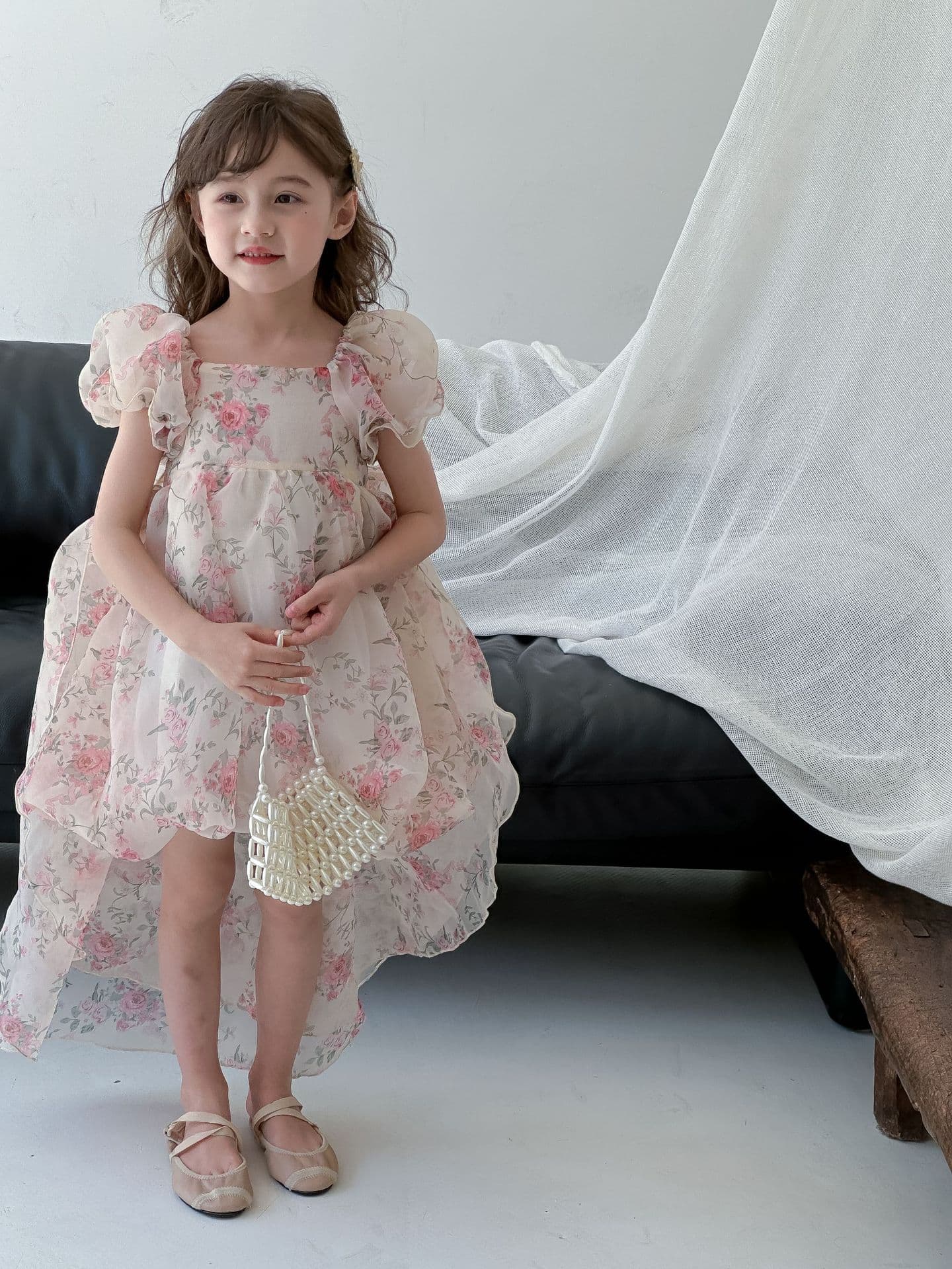 Girls Dress 2026 Summer Princess Dress for Little Girls Toddler Floral Bow Trailing Hem Dress Birthday Party Gown