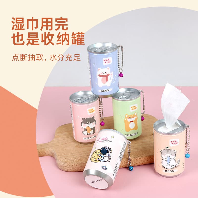 Wholesale Canned Wet Wipes Portable Children's Bucket Cola Can Clean Mini Wet Tissue Factory No-Rinse